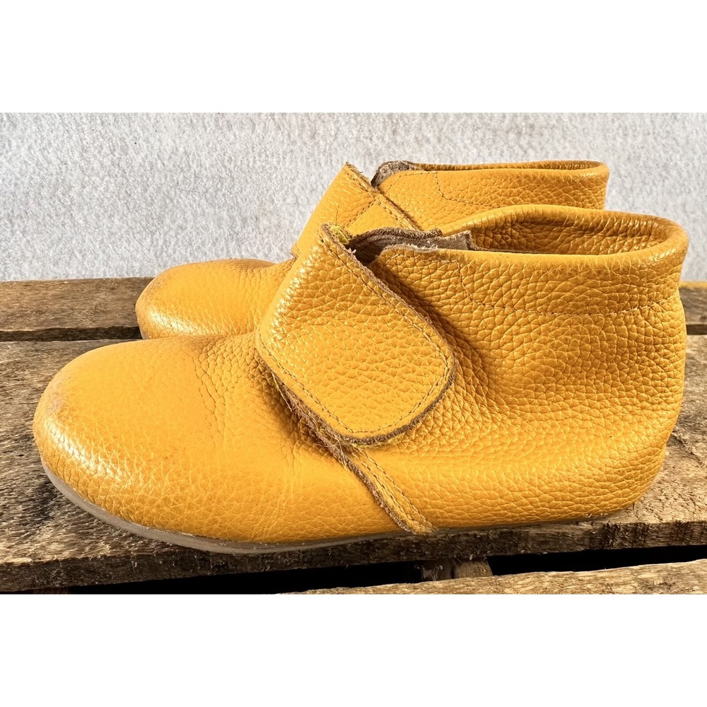 Baby Shoes Mocs Little Piggies Yellow Leather Sz 2-3Y (6 in Length)